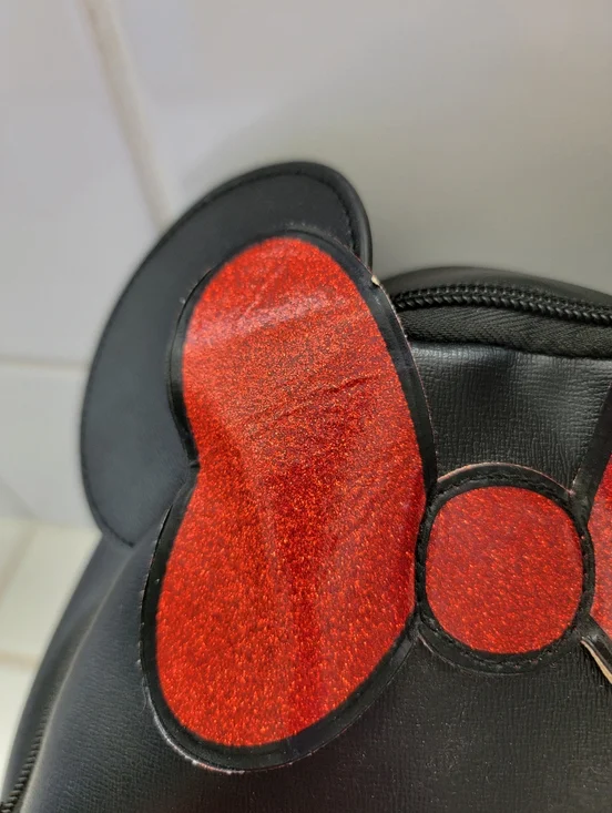 Disney Minnie Mouse Black Backpack with Red Polka Dot Pocket and Bow - Picture 12 of 12